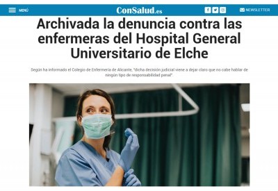 Archivada la denuncia por supuesto intrusismo contra las enfermeras del Hospital General Universitario de Elche
